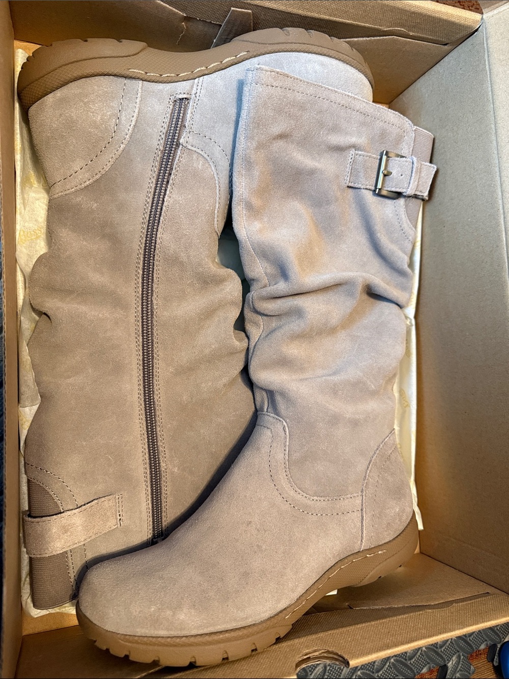 G.H. Bass & Co. Taupe Suede Mid-Calf Boots